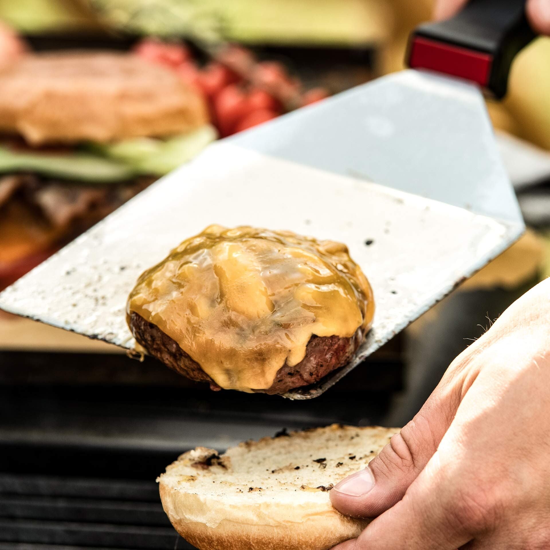 Hamburger- og pizzaspade 14x37 cm rustfritt stål bakside
