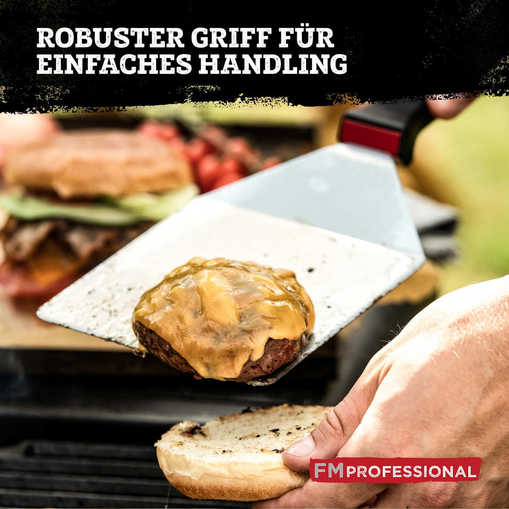 Hamburger- og pizzaspade 14x37 cm rustfritt stål brukt på grill