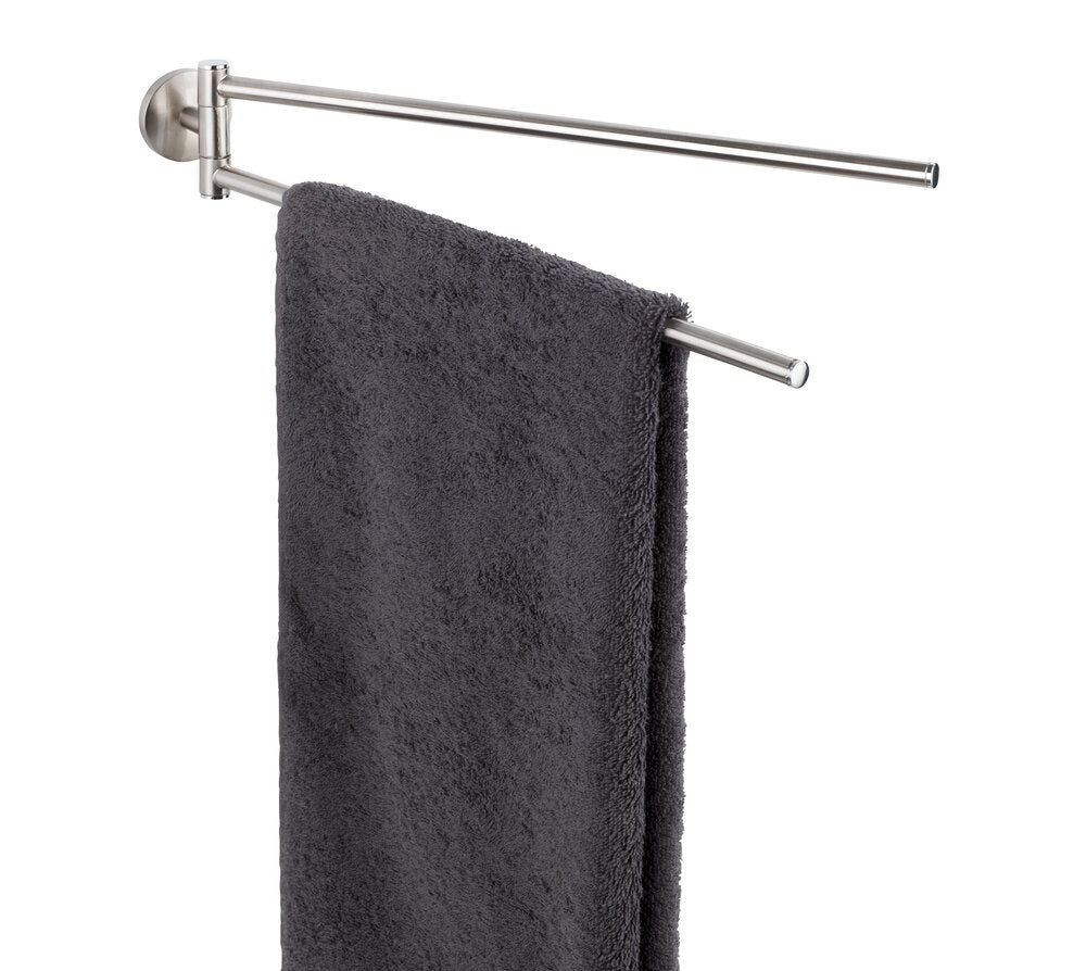Håndkleholder med 2 armer sølv matt rustfritt sink - Wenko bakside