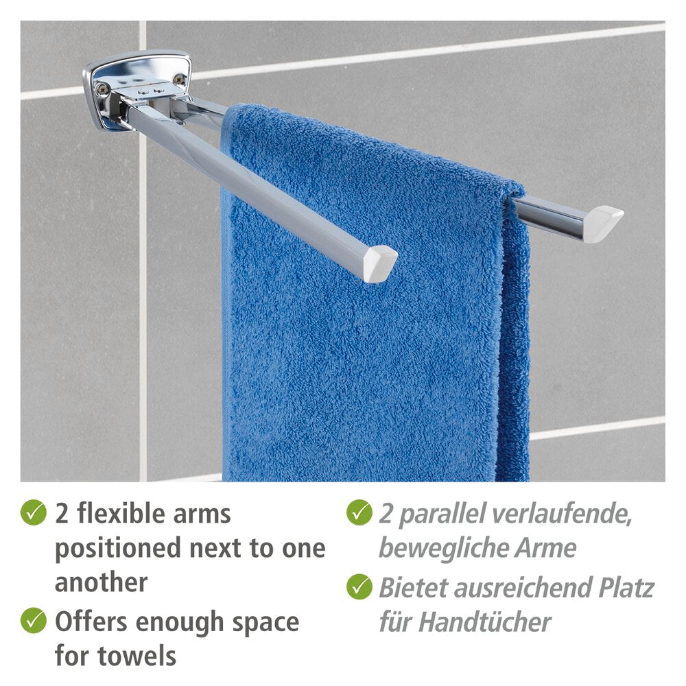 Håndkleholder Basic 2 armer rustfritt stål veggmontert bakside
