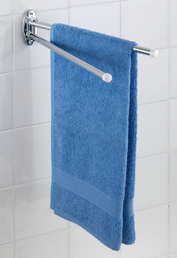 Håndkleholder Basic med 2 bevegelige armer rustfritt stål med håndklær