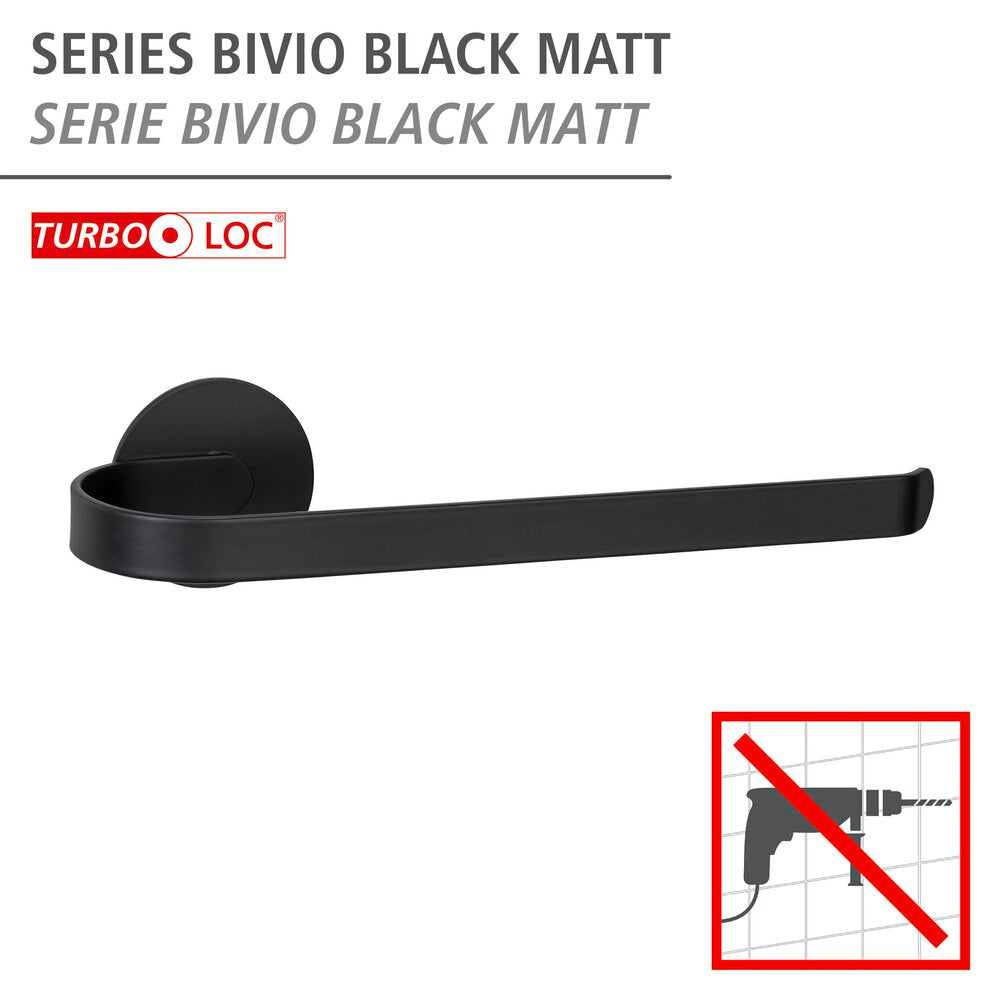 Håndkleholder Bivio svart matt aluminium bakside