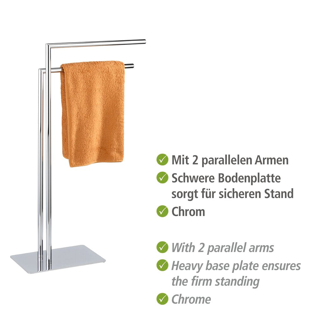 Detalj av kromfinish på Håndkleholder gulvstående Recco med 2 armer krom - Wenko