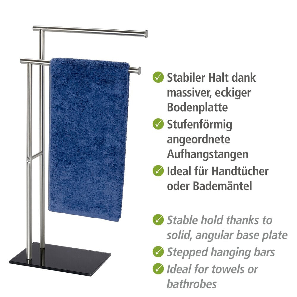 Detalj av Håndkleholder gulvstående Lima med 2 armer svart metall
