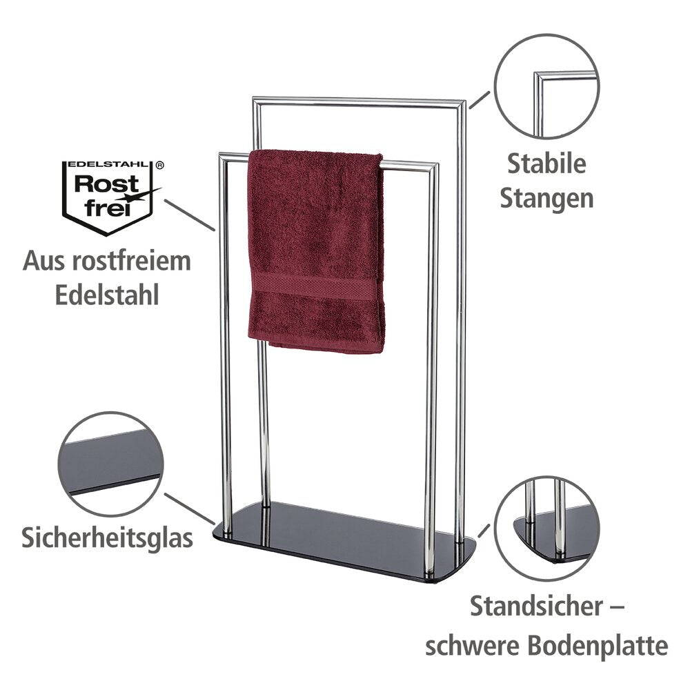 Håndkleholder Ravina rustfritt stål med glassplate bakside