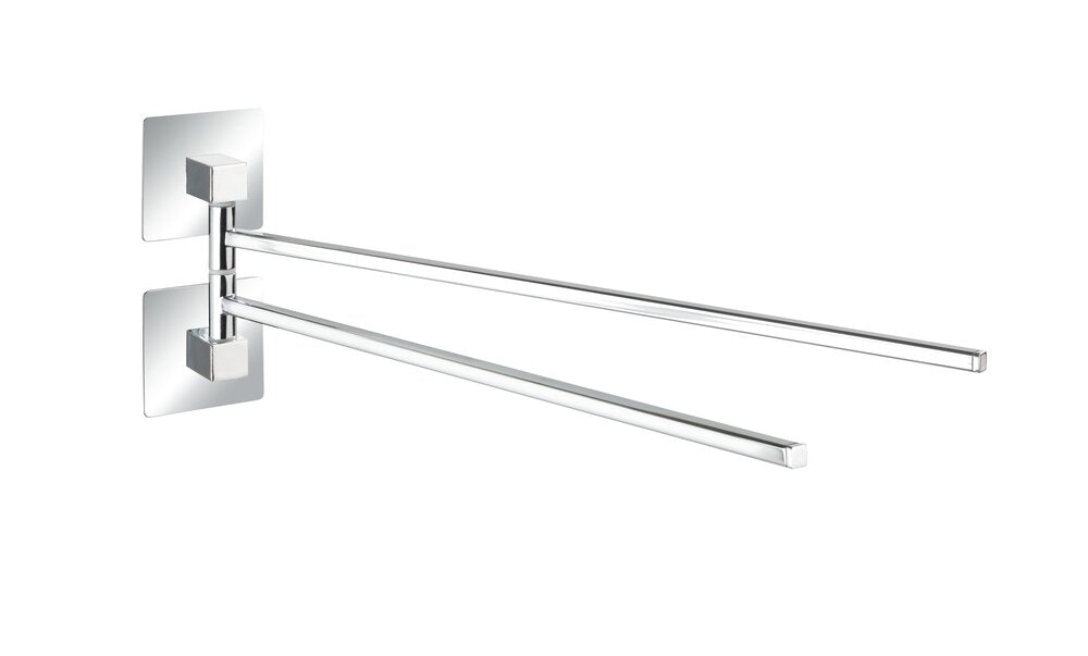 Håndkleholder rustfritt stål 2 armer Quadro uten boring forfra