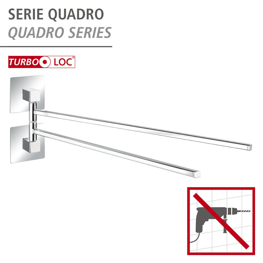 Bakside av Håndkleholder rustfritt stål 2 armer Quadro uten boring