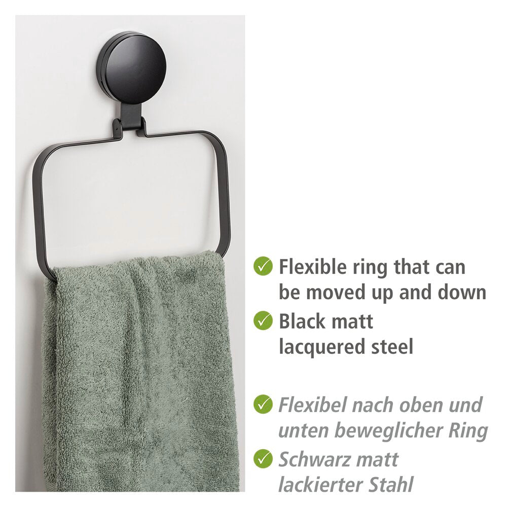 Detalj av Håndklering Pavia svart metall uten boring Static-Loc® Plus