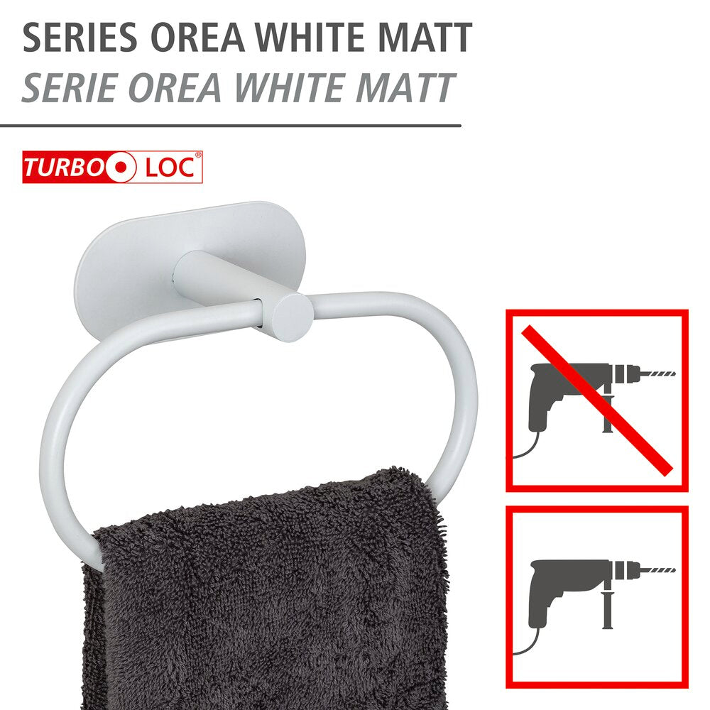 Håndklering Turbo-Loc® Orea hvit matt rustfritt stål bakside