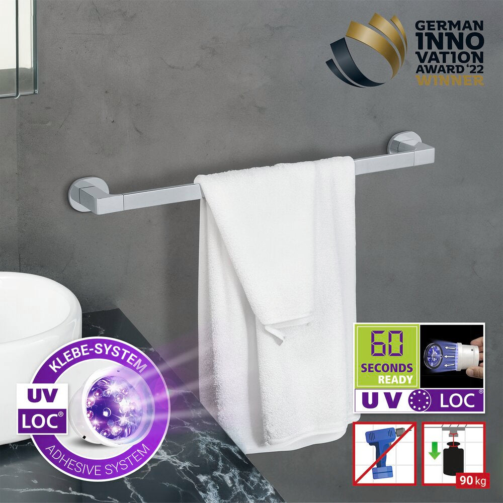 Håndklestang 60 cm rustfritt stål krom UV-Loc® bakside