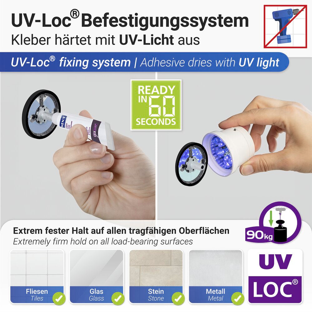 Montert Håndklestang 60 cm rustfritt stål krom UV-Loc® på vegg