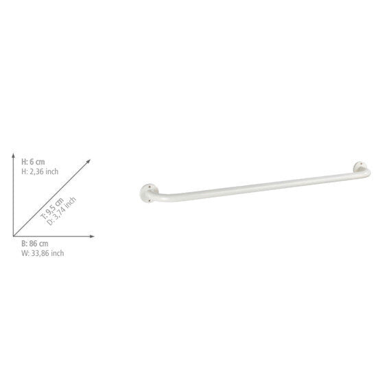 Nærbilde av feste på Håndklestang Basic 80 cm hvit rustfritt stål