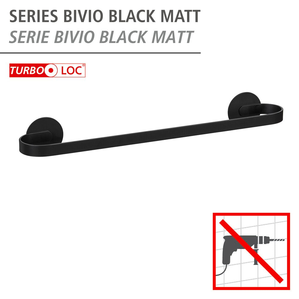 Håndklestang Bivio svart matt 40 cm aluminium bakside