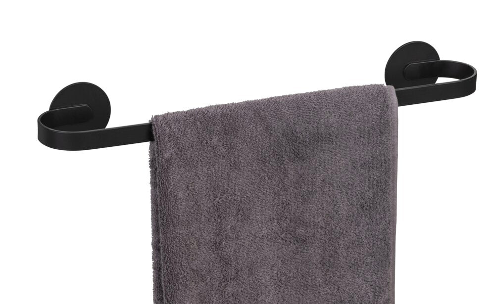 Nærbilde av feste på Håndklestang Bivio svart matt 40 cm aluminium