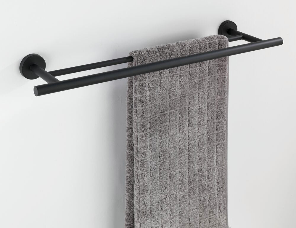 Detalj av håndklestang dobbel Bosio svart matt rustfritt stål - WENKO