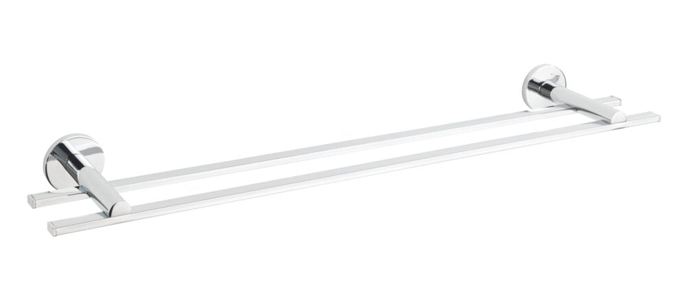 Håndklestang dobbel Isera 60 cm rustfritt stål blank uten boring forfra