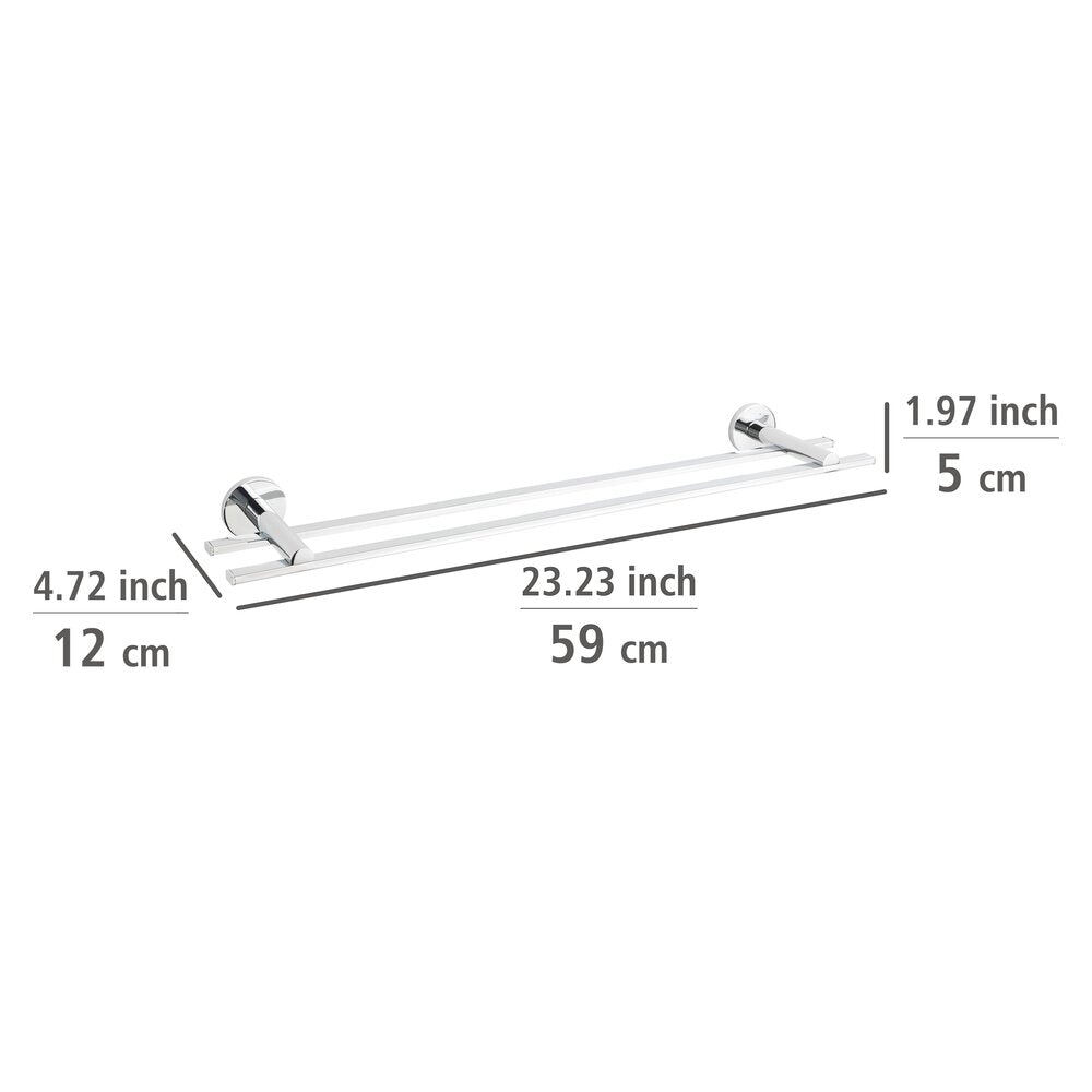 Montert Håndklestang dobbel Isera 60 cm rustfritt stål blank uten boring på vegg