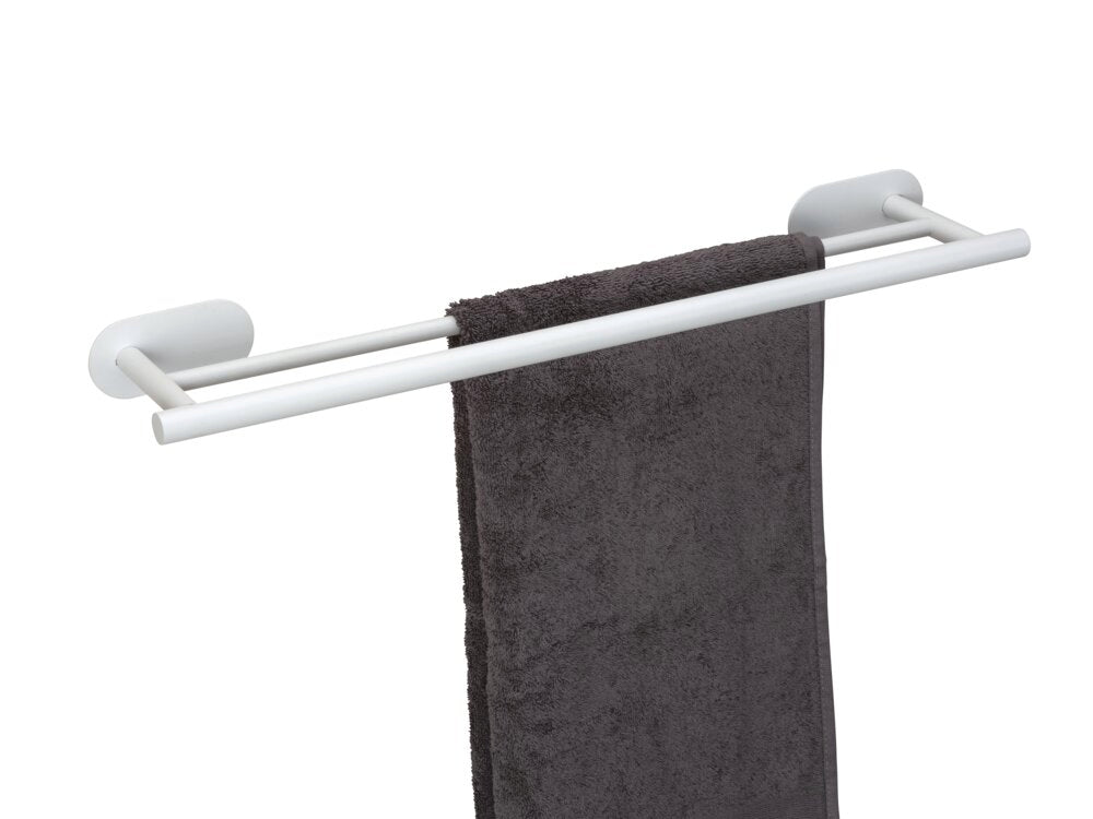 Håndklestang dobbel Turbo-Loc® Orea hvit matt 60 cm rustfritt stål med håndklær