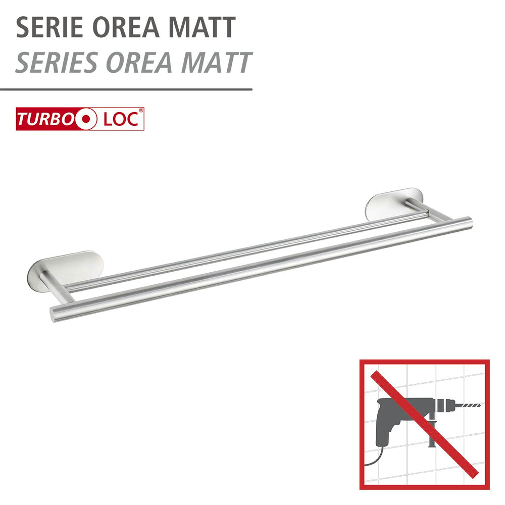 Håndklestang duo rustfritt stål matt Turbo-Loc® uten boring bakside
