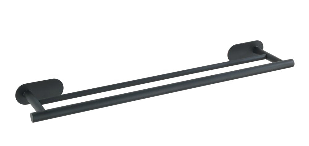 Håndklestang duo rustfritt stål svart matt Turbo-Loc® uten boring forside