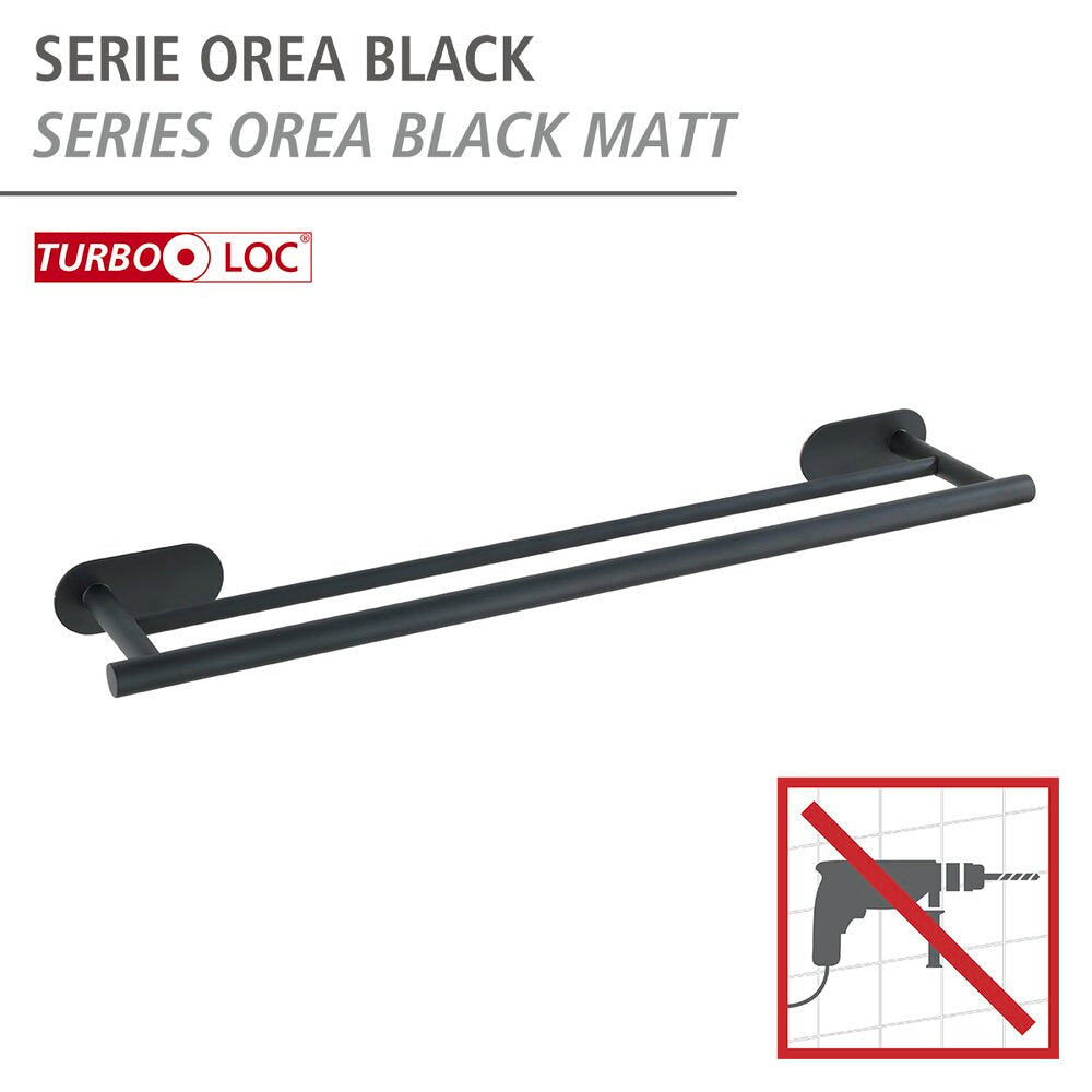 Detalj av Håndklestang duo rustfritt stål svart matt Turbo-Loc® uten boring