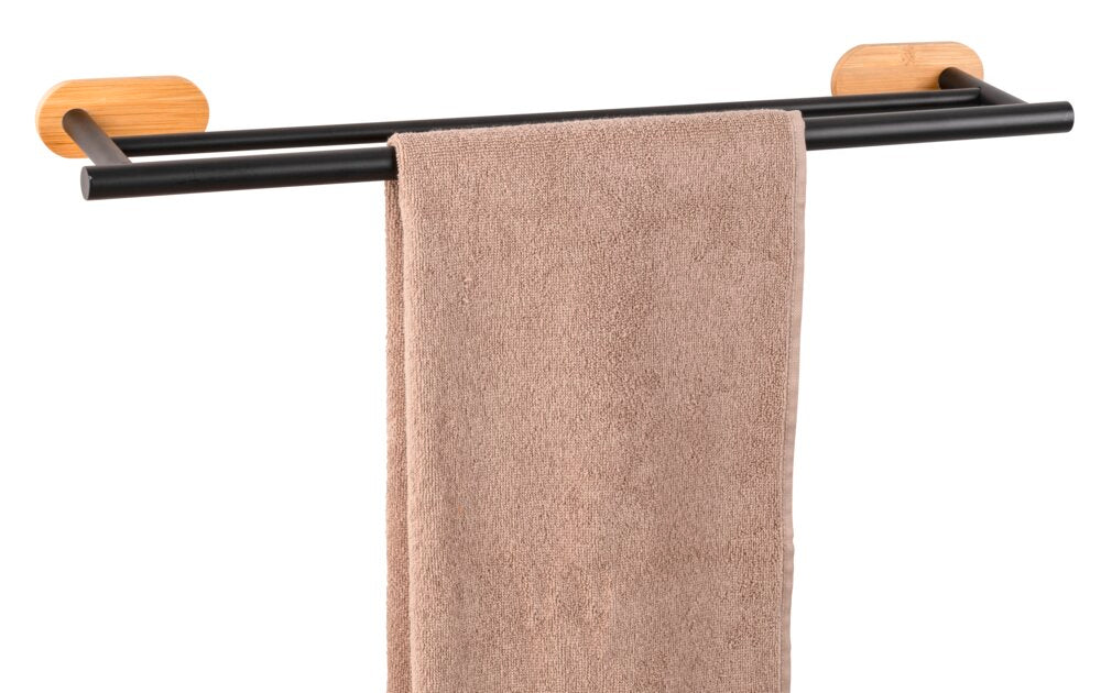 Håndklestang Orea Duo Bamboo rustfritt stål uten boring forfra