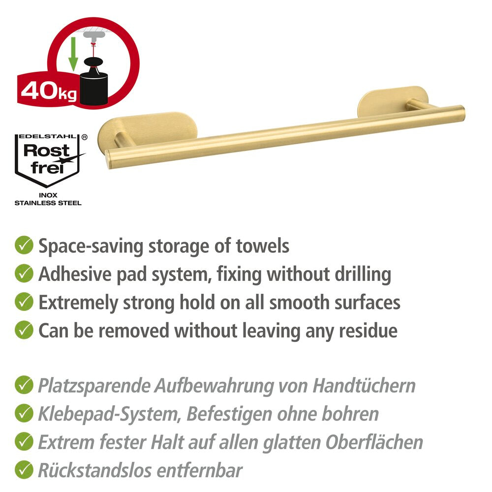 Montert Håndklestang Orea gull 40 cm rustfritt stål Turbo-Loc® på vegg