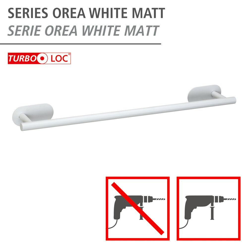 Håndklestang rustfritt stål hvit matt 60 cm Turbo-Loc® Orea bakside
