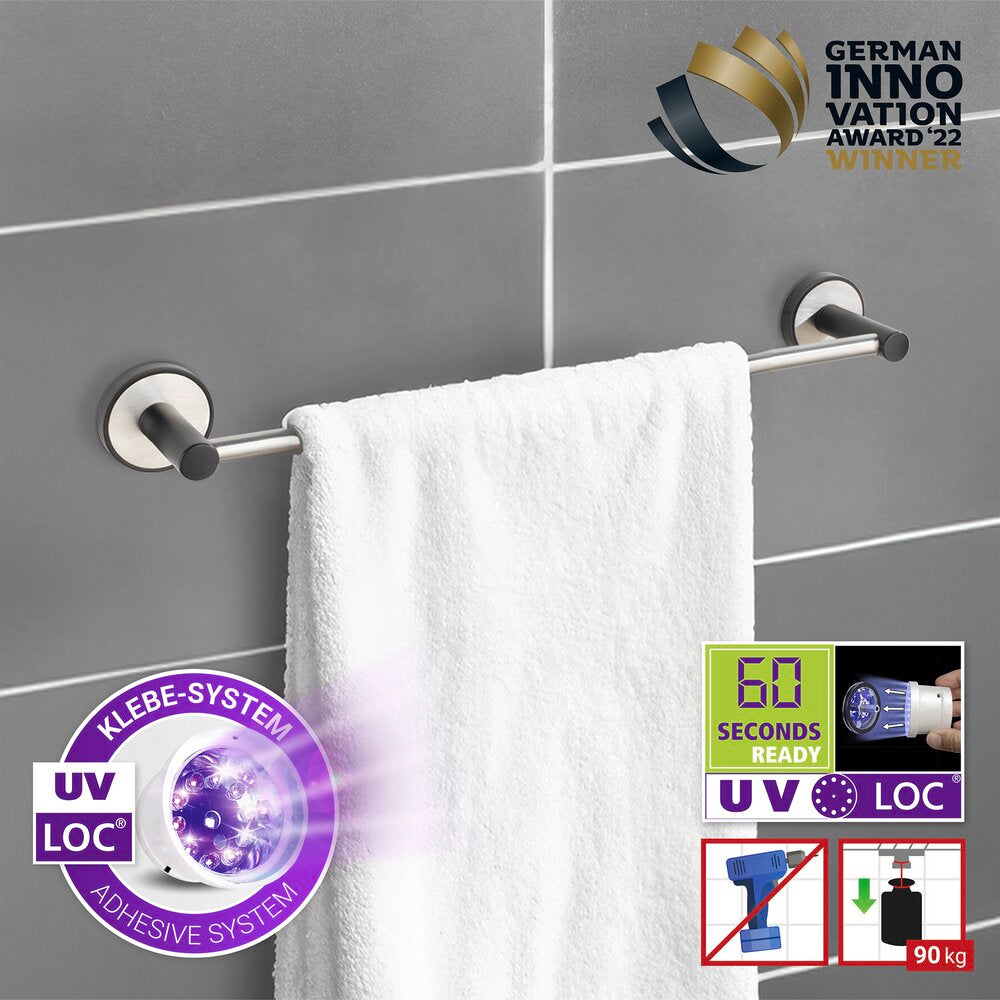 Håndklestang rustfritt stål matt 40 cm UV-Loc® borrefri bakside