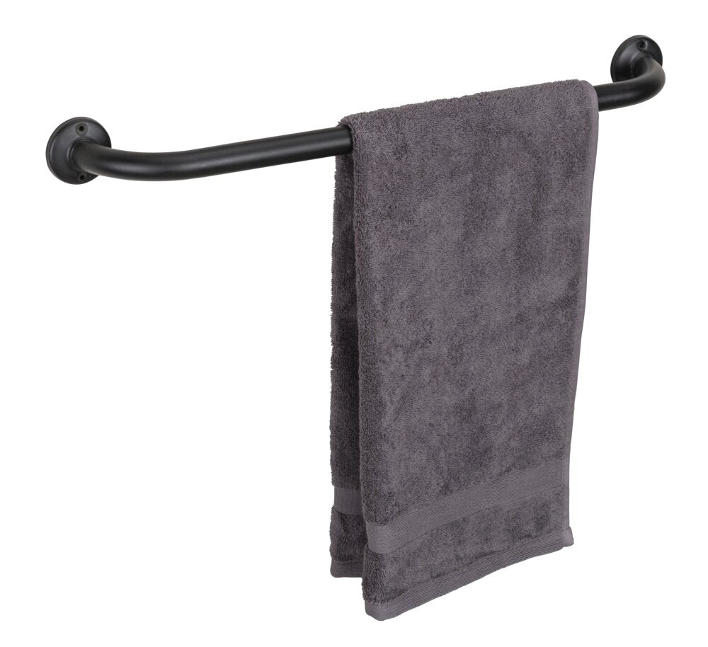 Håndklestang rustfritt stål svart 60 cm - Wenko montert på vegg