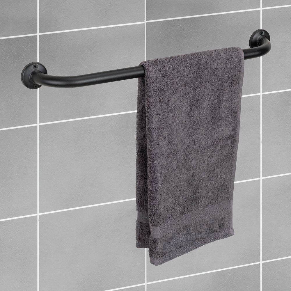 Nærbilde av festemekanisme på Håndklestang rustfritt stål svart 60 cm - Wenko