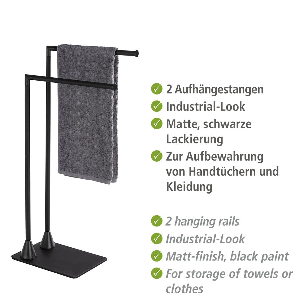 Håndklestativ Hella svart metall industridesign bakside