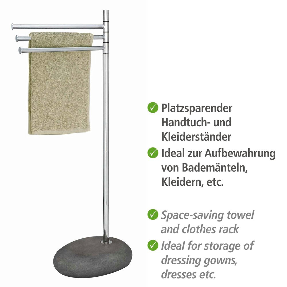 Detalj av armen på Håndklestativ Pebble Stone Grey med 3 armer grå