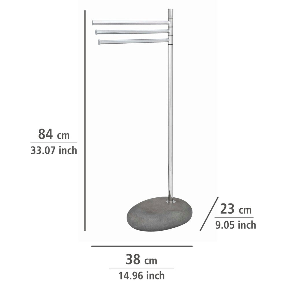 Nærbilde av overflaten på Håndklestativ Pebble Stone Grey med 3 armer grå