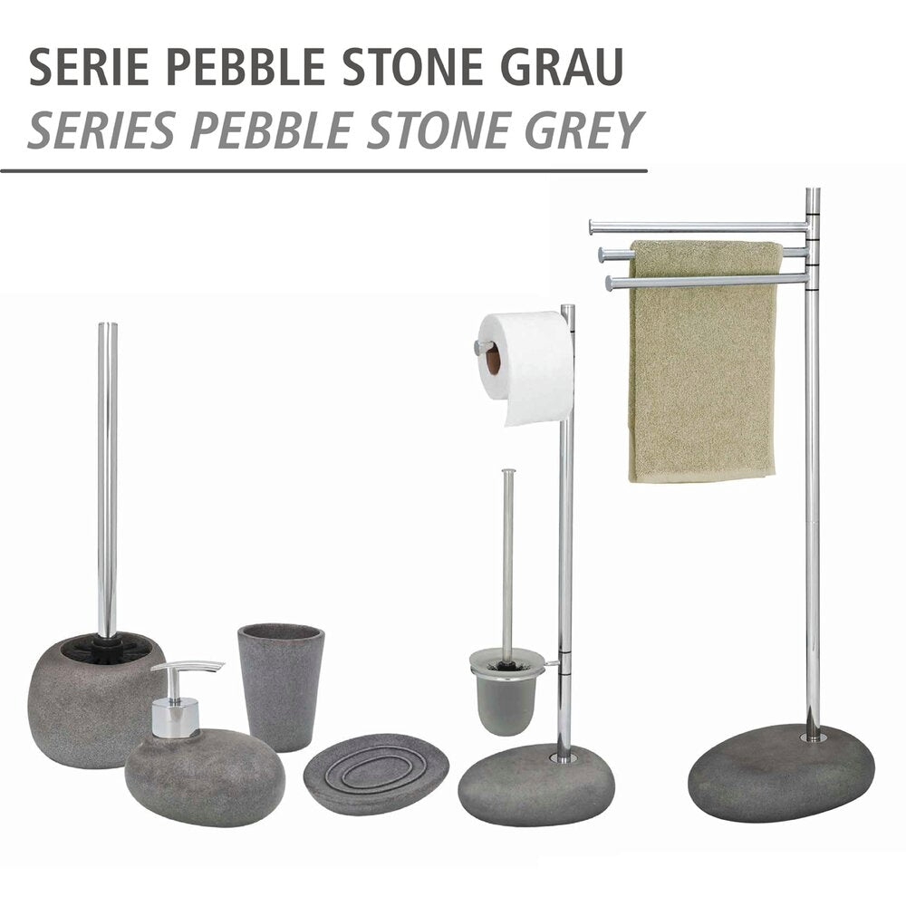 Montert Håndklestativ Pebble Stone Grey med 3 armer grå på bad