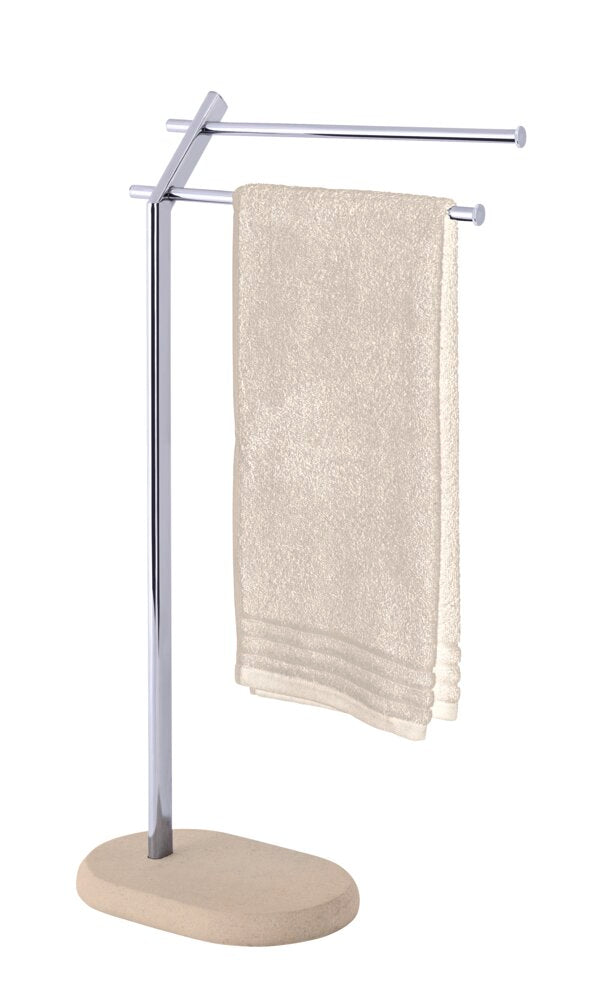 Håndklestativ Puro beige med sandsteinfot - Wenko forfra