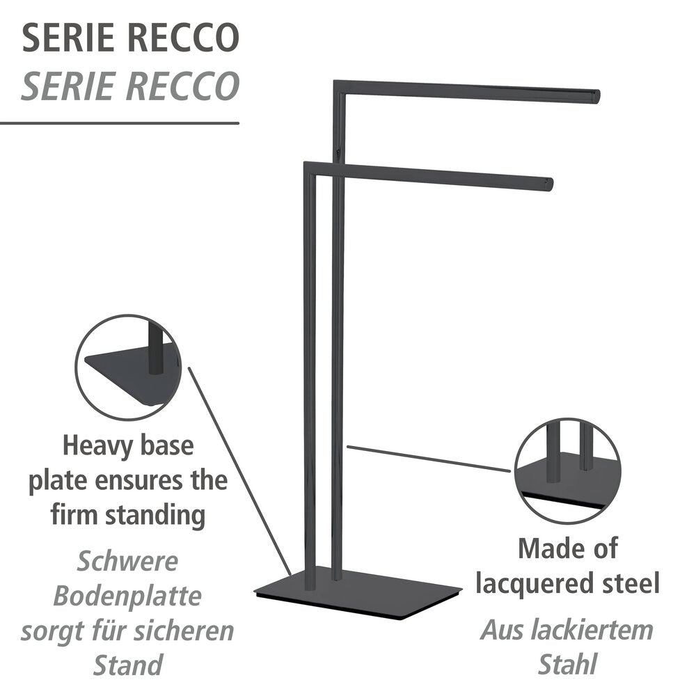 Bakside av Håndklestativ Recco svart lakkert stål fra Wenko