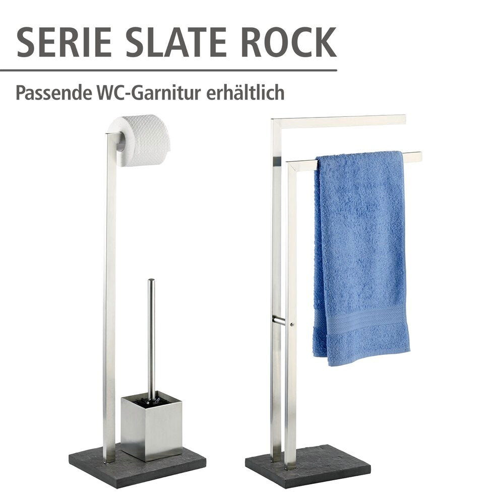 Nærbilde av armene på håndklestativ Slate-Rock med 2 armer rustfritt stål svart