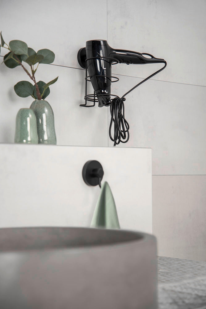 Hårfønereholder Milazzo svart Vacuum-Loc® med hårføner