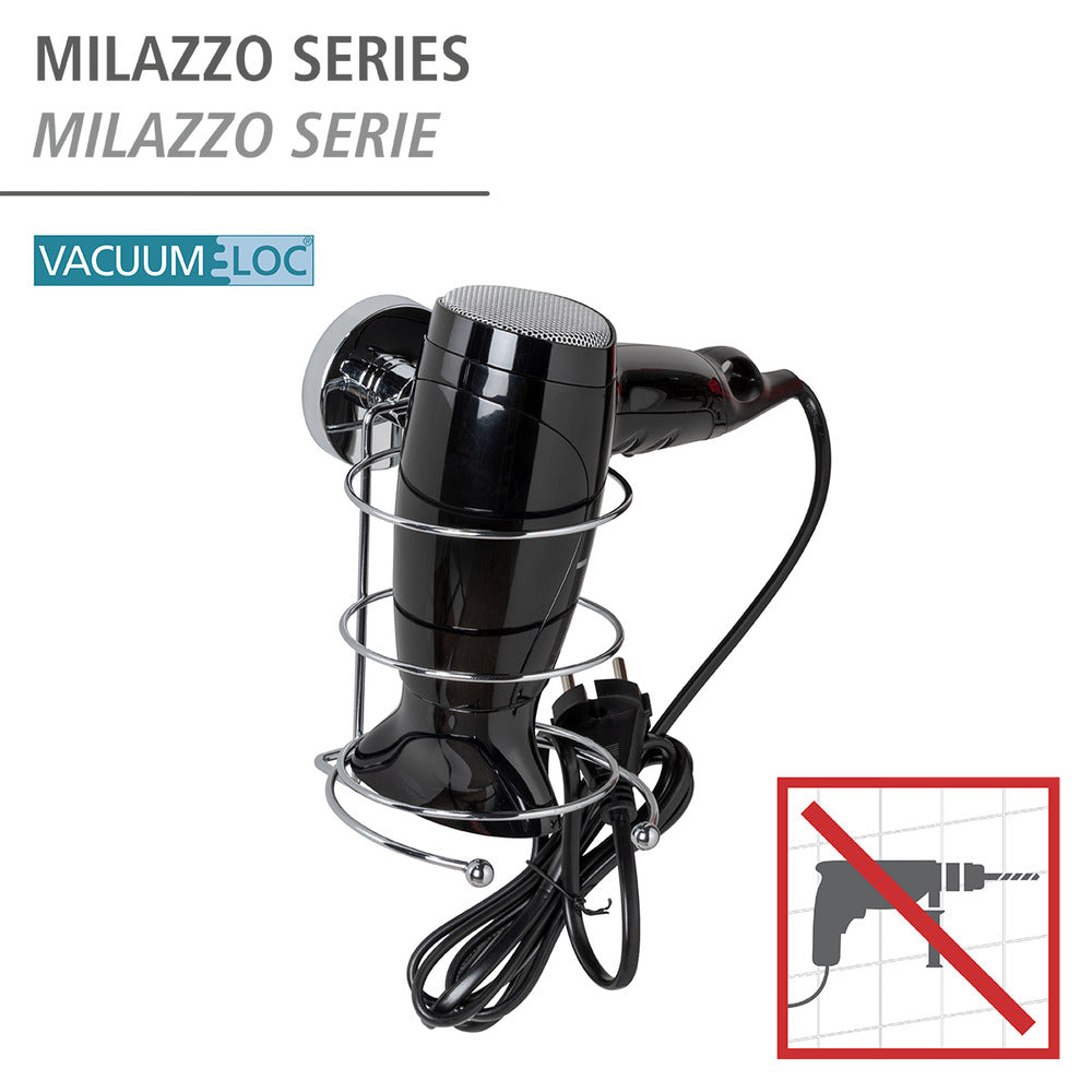 Hårfønereholder Vacuum-Loc® Milazzo metall uten boring detalj av festemekanisme