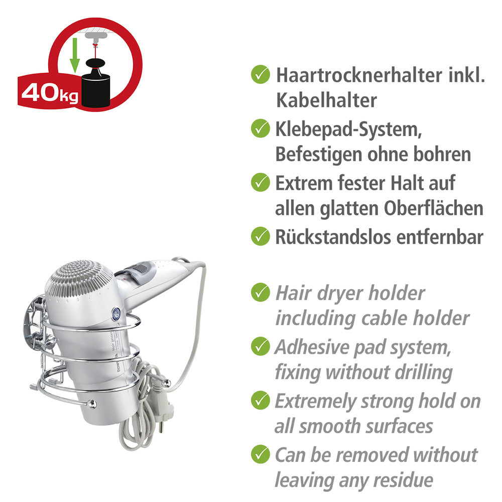 Detalj av Hårfønereholder Turbo-Loc® forkrommet metall uten boring