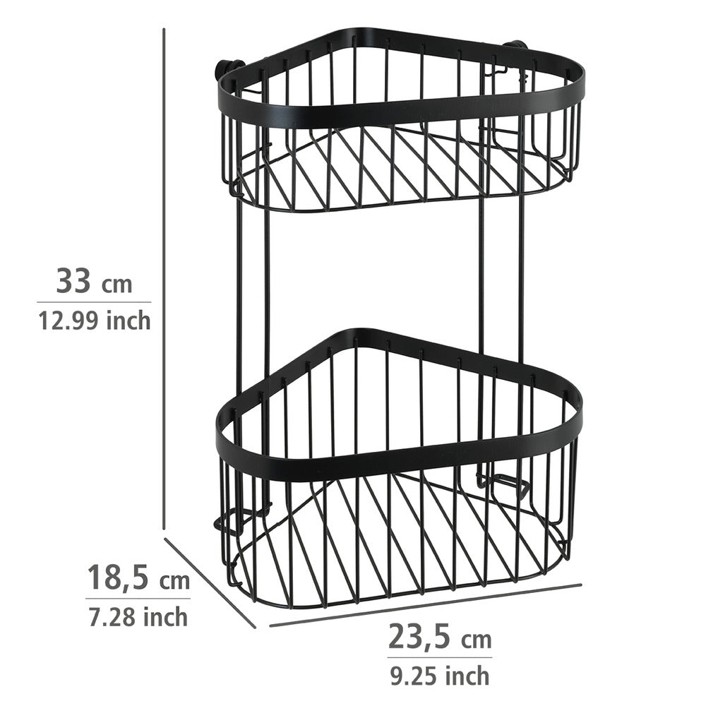 Nærbilde av Hjørnehylle 2 etasjer svart metall med rustbeskyttelse - Wenko
