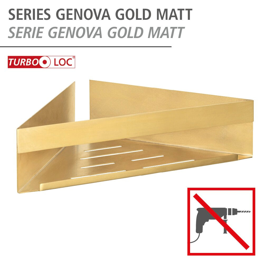 Hjørnehylle bad Genova gull matt rustfritt stål Turbo-Loc® bakside