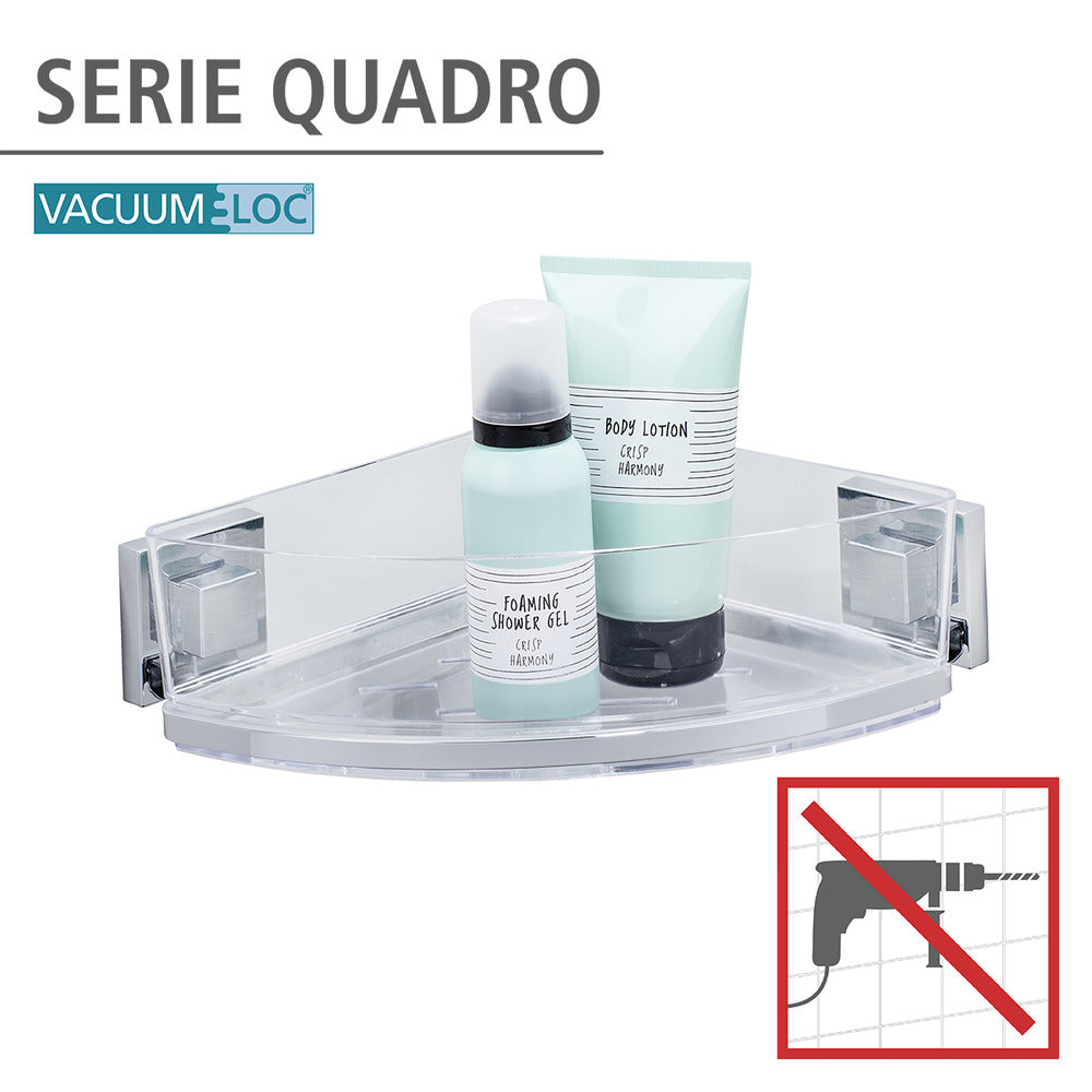 Hjørnehylle bad rustfritt stål Vacuum-Loc® Quadro bakside