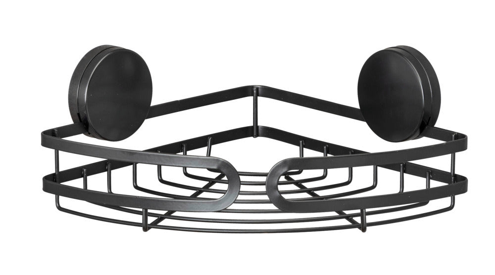 Hjørnehylle bad Static-Loc® Plus Pavia svart metall forfra