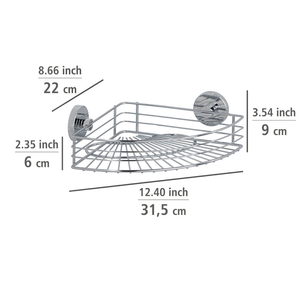 Hjørnehylle Bari med kroker 3-delt uten boring Vacuum-Loc® - Wenko bakside