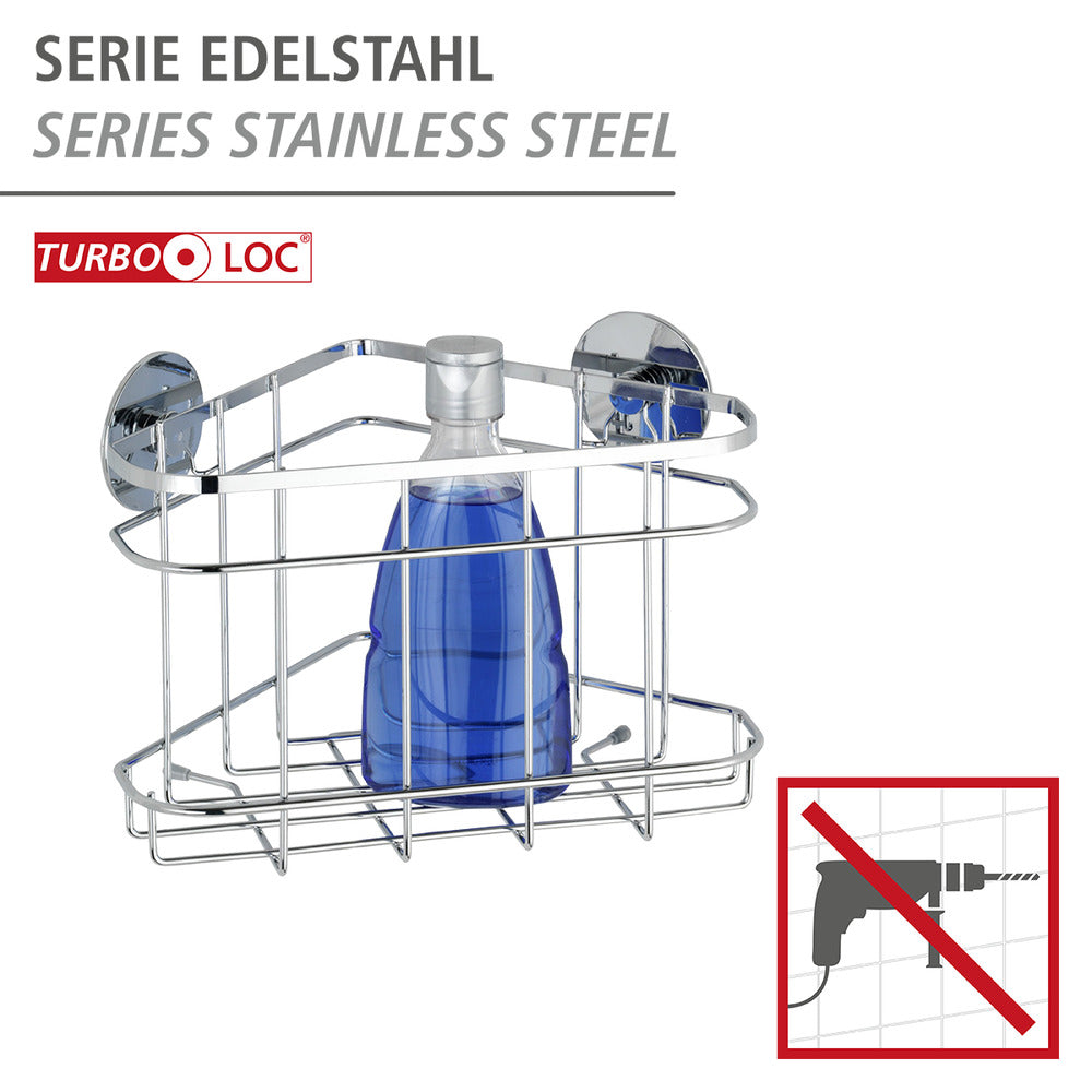 Hjørnehylle rustfritt stål Turbo-Loc® uten boring - WENKO bakside