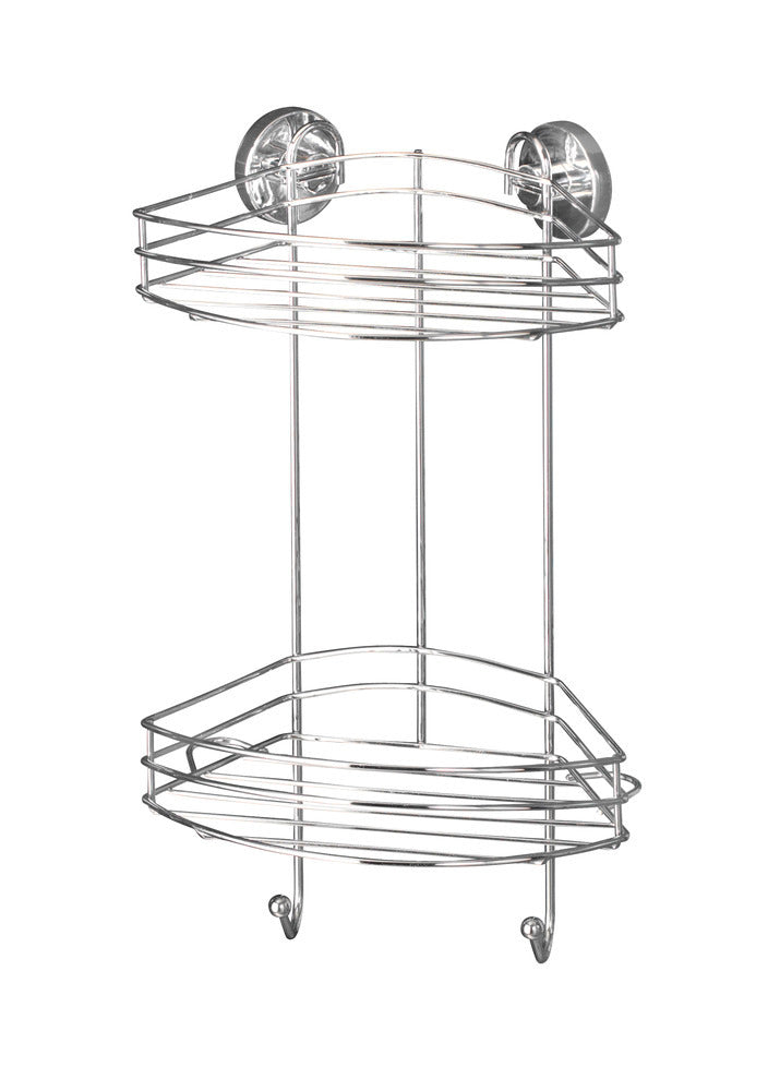 Hjørnehylle Vacuum-Loc® 2 etasjer veggmontert metall forfra