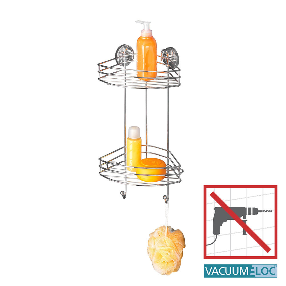 Hjørnehylle Vacuum-Loc® 2 etasjer veggmontert metall bakside