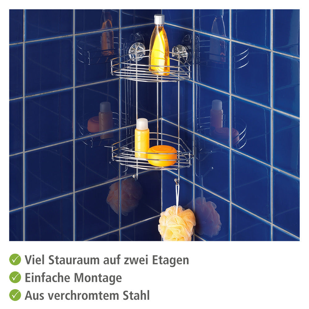 Detalj av Hjørnehylle Vacuum-Loc® 2 etasjer veggmontert metall